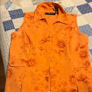 Sag Harbor Orange Floral Vest